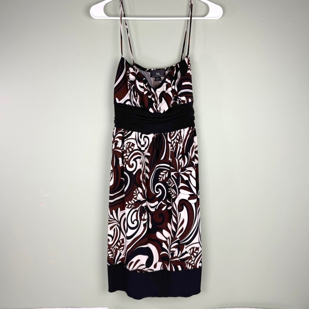 Y2K IZ Byer California Brown Swirl Print Empire Waist Sundress  Large